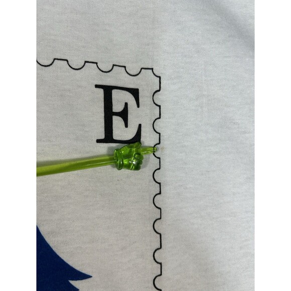Vintage Love Postal Stamp Art T Shirt White Single Stitch Graphic Logo Sz L 1988 - Picture 5 of 9